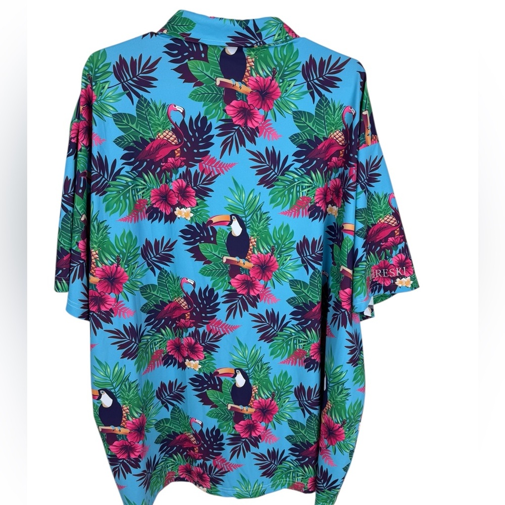 Hreski Polo Shirt Mens 3XL Toucan Floral Flamingo Print EUC!!!!! - Picture 4 of 8